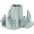 Bsc Preferred Zinc-Plated Steel Tee Nut Inserts for Wood M4 x 0.7 mm Thread Size 8 mm Installed Length, 100PK 98965A120